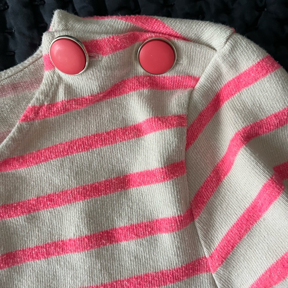 Sezane Pink and White Long Sleeve Tee with Striped Pattern - Picture 5 of 8